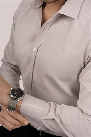 Sütlü Kahve Slimfit Erkek Gömlek