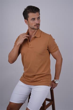 Taba Yaka Desenli Erkek Polo Yaka Tişört