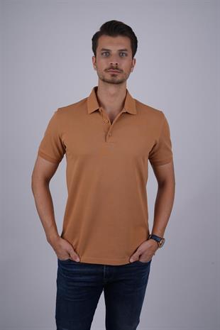 Taba Yaka Desenli Erkek Polo Yaka Tişört