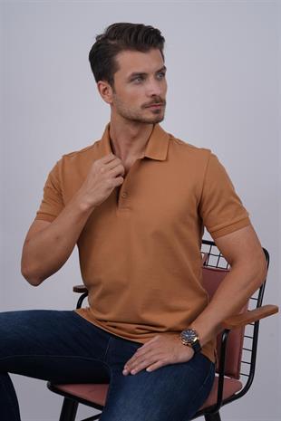 Taba Yaka Desenli Erkek Polo Yaka Tişört