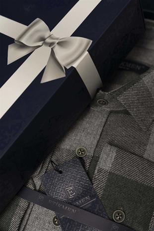 Yeşil Gri Dama Desenli Slimfit Oduncu Erkek Gömlek