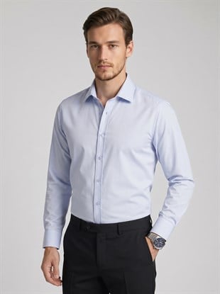 Açık Mavi Saten Slimfit Erkek Gömlek