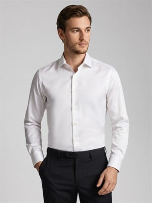 EtikmenBeyaz Saten Slimfit Erkek GömlekKlasik Gömlek Modelleri