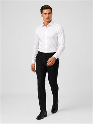 Beyaz Saten Slimfit Erkek Gömlek