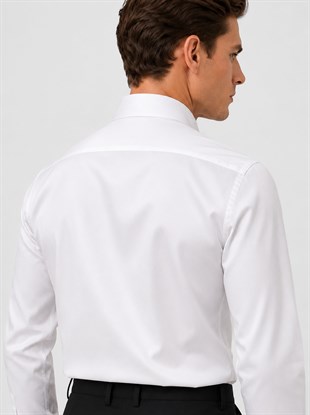 Beyaz Saten Slimfit Erkek Gömlek