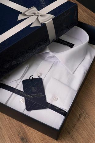 Beyaz Sedef Düğmeli Slimfit Erkek Gömlek