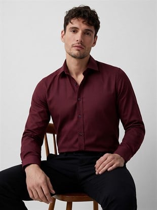 EtikmenKoyu Bordo Baklava Desen Slimfit Erkek GömlekKlasik Gömlek Modelleri