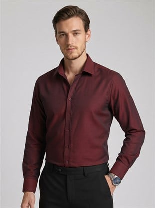 Kraliyet Bordo Slimfit Erkek Gömlek
