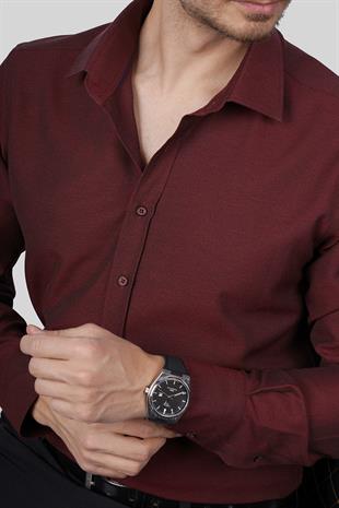 Kraliyet Bordo Slimfit Erkek Gömlek