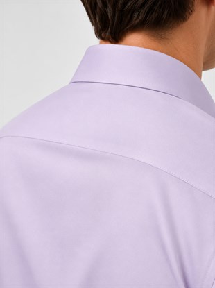 Lila Saten Slimfit Erkek Gömlek