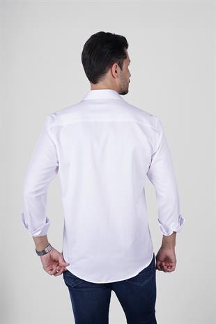 Optik Beyaz Slimfit Erkek Gömlek