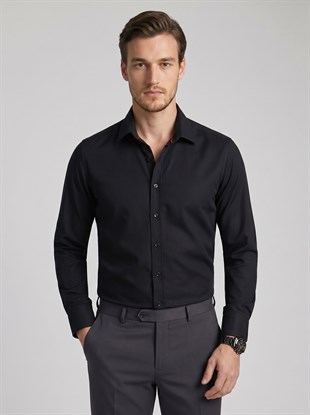 Optik Siyah Slimfit Erkek Gömlek
