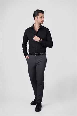 Optik Siyah Slimfit Erkek Gömlek