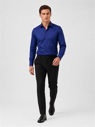 Parliament Mavisi Saten Slimfit Erkek Gömlek