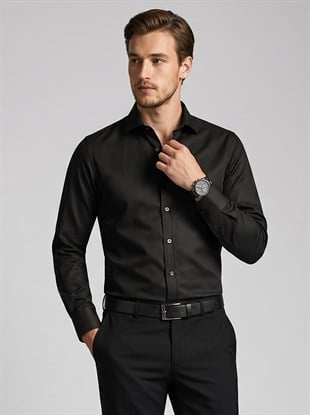 Siyah Slimfit Erkek Gömlek