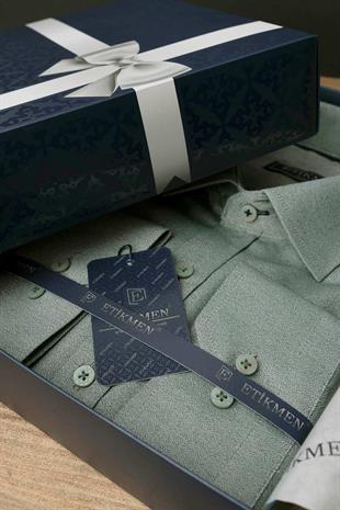 Su Yeşili Slimfit Erkek Gömlek