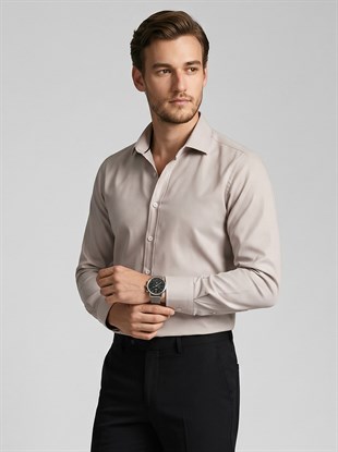 Sütlü Kahve Slimfit Erkek Gömlek
