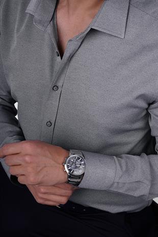 Taş Gri Erkek Slimfit Erkek Gömlek