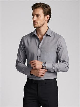 Taş Gri Erkek Slimfit Erkek Gömlek
