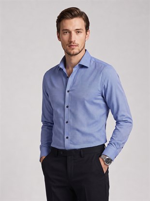 Taş Mavi Slimfit Erkek Gömlek