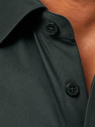 Yeşil Saten Slimfit Erkek Gömlek