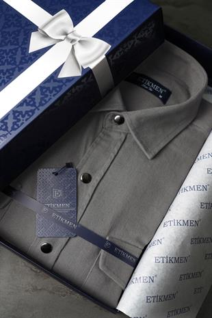 Füme Slimfit Gerçek Kot Erkek Gömlek