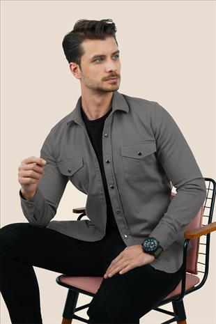 Füme Slimfit Gerçek Kot Erkek Gömlek