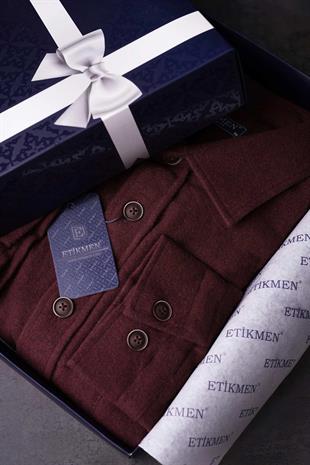Bordo Düz Oversize Oduncu Erkek Gömlek
