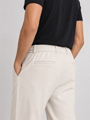  Ekru Relax Fit İpli Baggy Pantolon