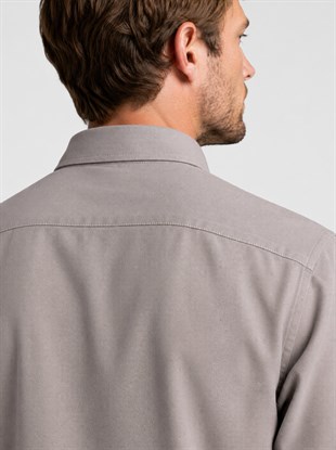 Açık Kahve Yaka Düğmeli Premium Şamre Slimfit Erkek Gömlek