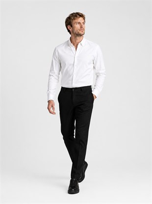 Beyaz Yaka Düğmeli Premium Şamre Slimfit Erkek Gömlek