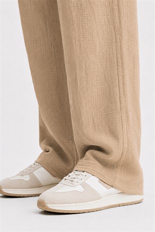 Bej Regular Fit Müslin Pantolon