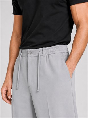  Gri Relax Fit Bağcıklı İpli Pantolon