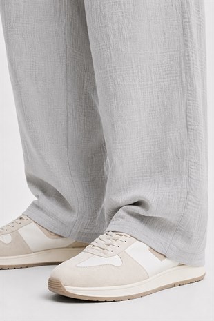  Gri Regular Fit Müslin Pantolon