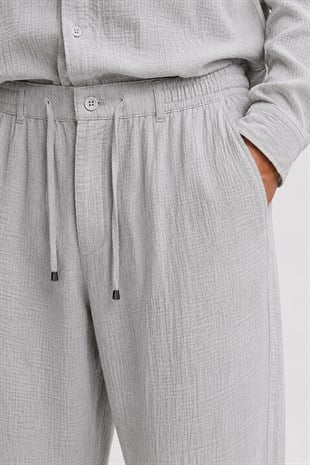  Gri Regular Fit Müslin Pantolon
