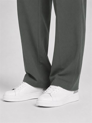  Haki Relax Fit İpli Baggy Pantolon