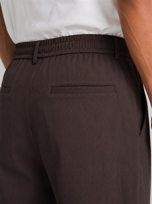  Acı  Kahverengi Relax Fit İpli Baggy Pantolon