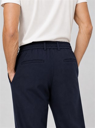 Lacivert Relax Fit İpli Baggy Pantolon