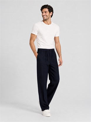 Lacivert Relax Fit İpli Baggy Pantolon