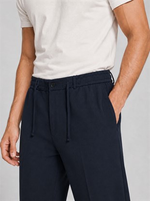 Lacivert Relax Fit İpli Baggy Pantolon