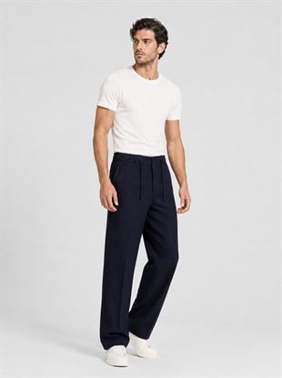Lacivert Relax Fit İpli Baggy Pantolon