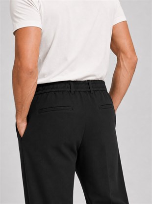  Siyah Relax Fit Bağcıklı Baggy Pantolon