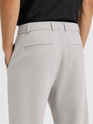  Taş Gri Relax Fit Bağcıklı Baggy Pantolon