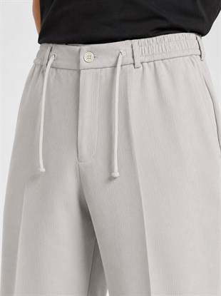  Taş Gri Relax Fit Bağcıklı Baggy Pantolon