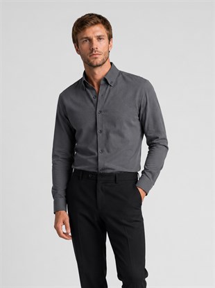 Füme Yaka Düğmeli Premium Şamre Slimfit Erkek Gömlek