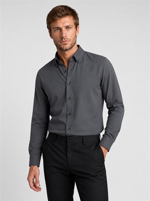 Füme Yaka Düğmeli Premium Şamre Slimfit Erkek Gömlek