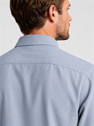 Gri Yaka Düğmeli Premium Şamre Slimfit Erkek Gömlek