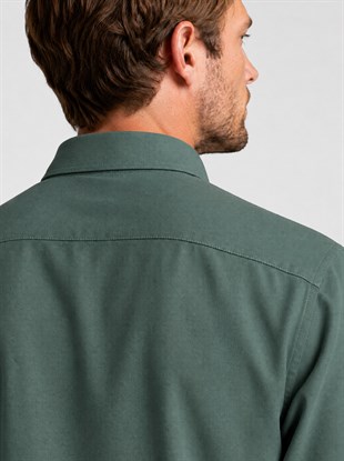 Yeşil Yaka Düğmeli Premium Şamre Slimfit Erkek Gömlek