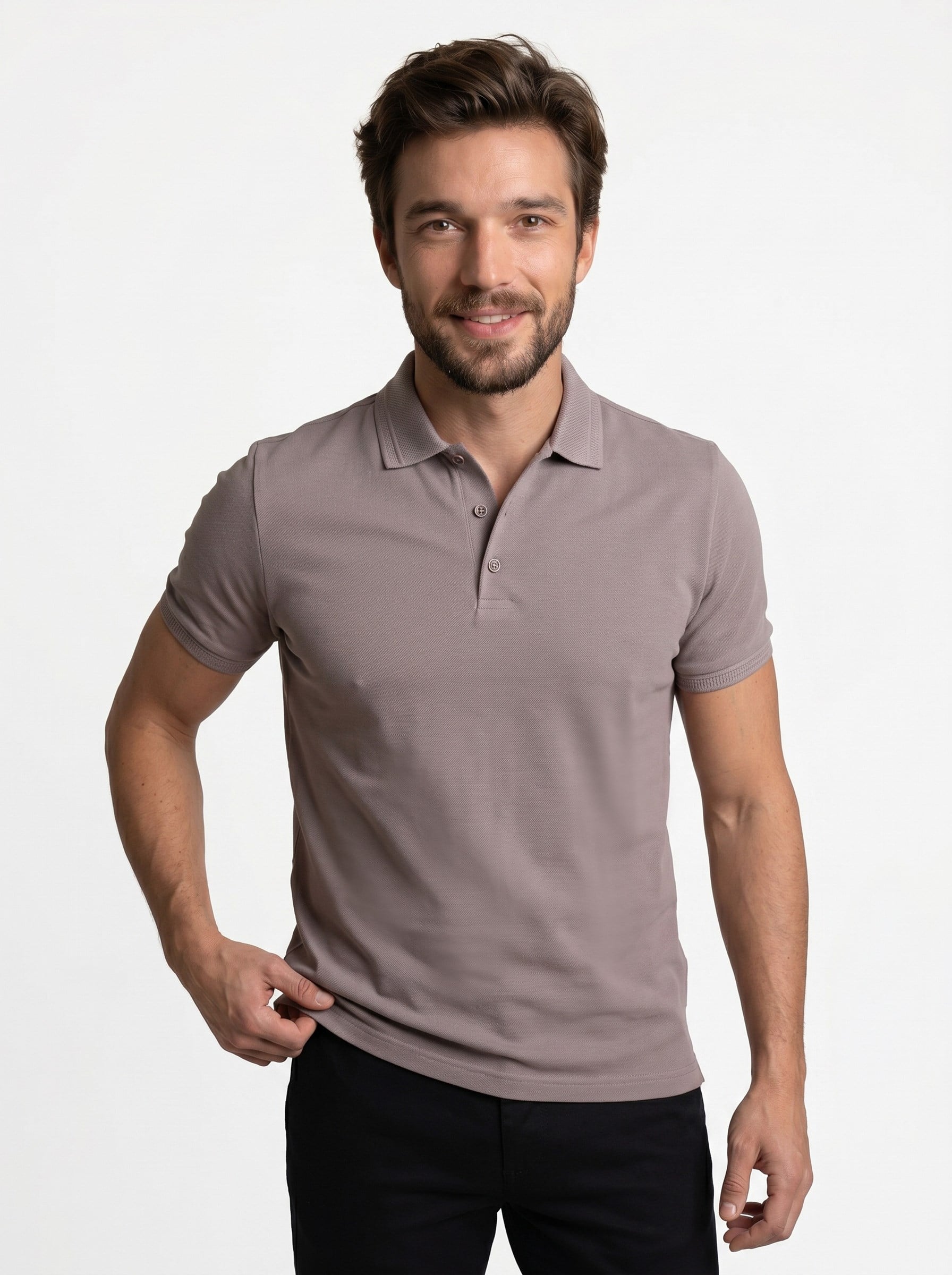 Vizon Yaka Desenli Erkek Polo Yaka Tişört
