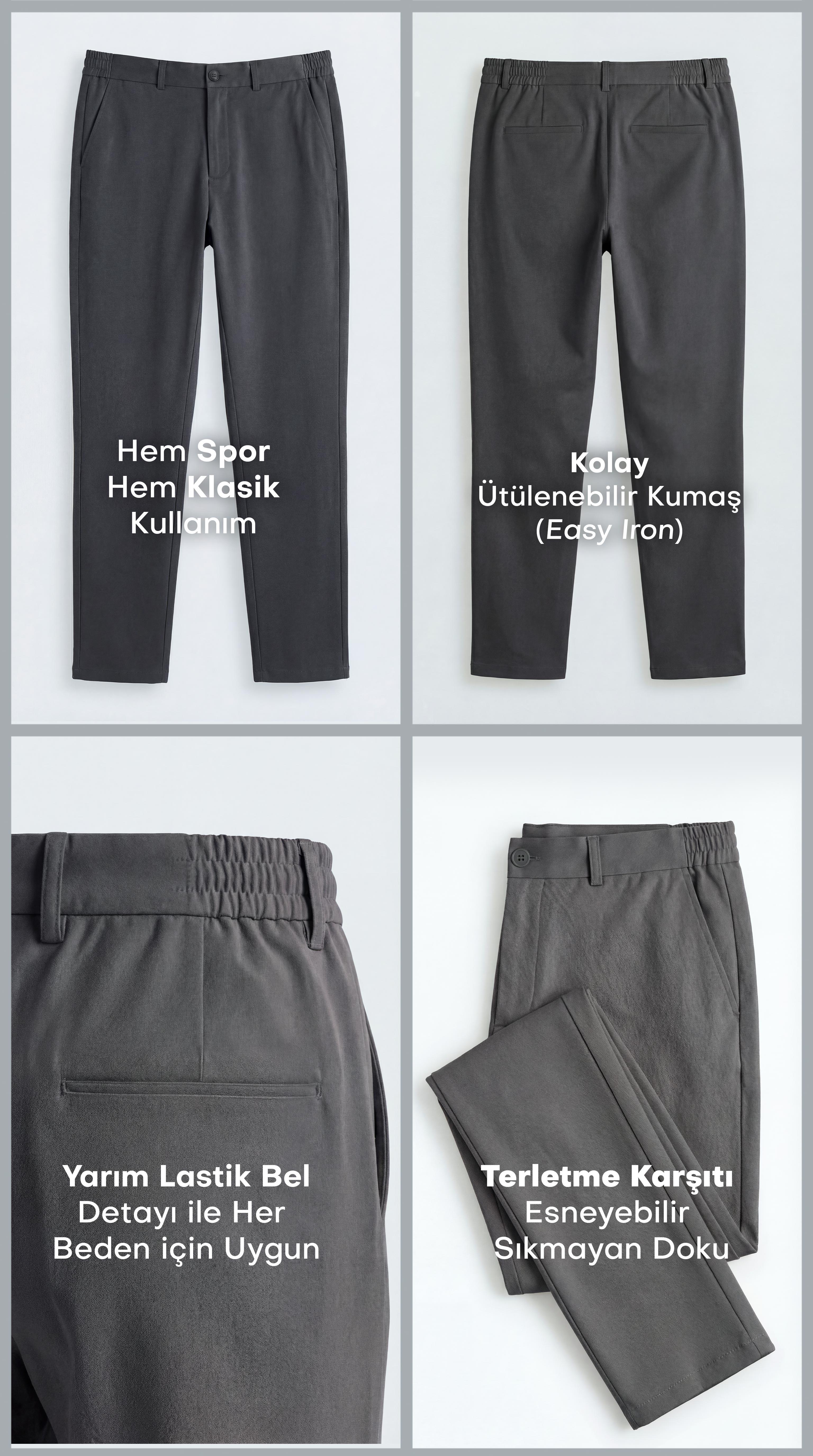 Spor Klasik Füme Kolay Ütülenebilir Easy Iron Erkek Pantolon · 6
